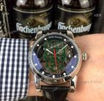 New Copy Patek Philippe Geneve SS Green Skull Dial Watch 40mm